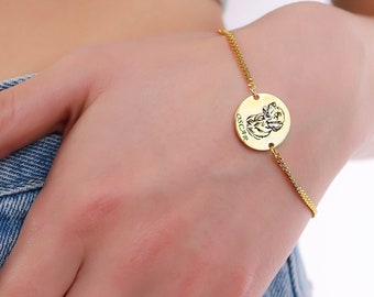Custom Pet Photo Bracelet Silver Pet Memorial Bracelet Dainty Dog Bracelet for Women Pet Portrait Photo Bracelet Personalized Gift for Her