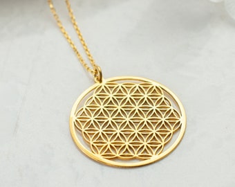 Silver Flower Of Life Necklace Sacred Geometry Pendant Dainty Flower Necklace for Women Gold Spiritual Jewelry Personalized Gift for Her