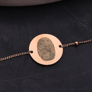 Fingerprint Bracelet Silver Custom Fingerprint Jewelry Dainty Memorial Fingerprint Bracelet Actual Fingerprint Personalized Gift for Her