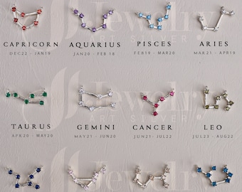 Zodiac Necklace Silver Birthstone Necklace Dainty Astrology Necklace for Women Aries Jewelry Gold Zodiac Constellation Necklace Gift for Her