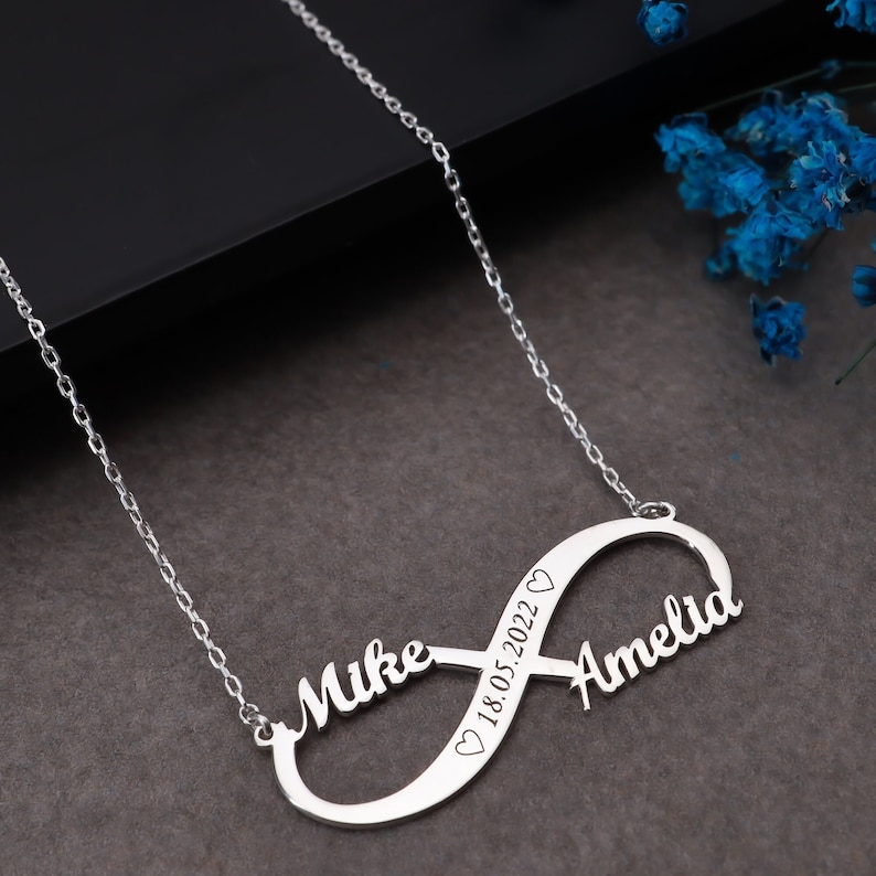 Customed Infinity Custom Infinity Necklace Silver Infinity Name Necklace Dainty Gold ...
