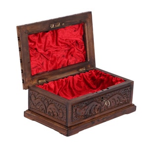 Large Walnut Box with Key Wooden Treasure Box Vintage Magic Box Hand Carved Jewelry Box Handmade Puzzle Box Personalized Gift for Her Mom