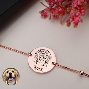 Custom Pet Photo Bracelet, Pet Memorial Bracelet, Dog Bracelet for Women, Cat Photo Bracelet, Pet Remembrance Jewelry, Gift for Pet Lover Rose gold