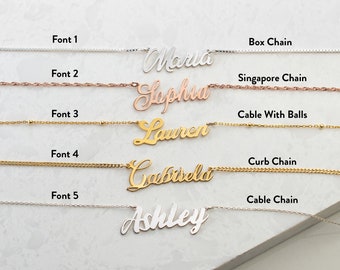 Custom Name Necklace Gold Filled, Personalized 14K Gold Necklace for Women, Sterling Silver Necklace Name, Rose Gold Plated Handmade Jewelry