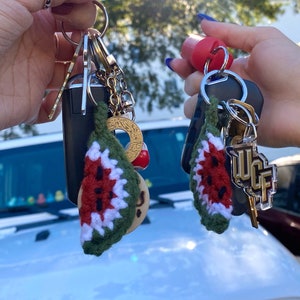 Crochet watermelon keychains