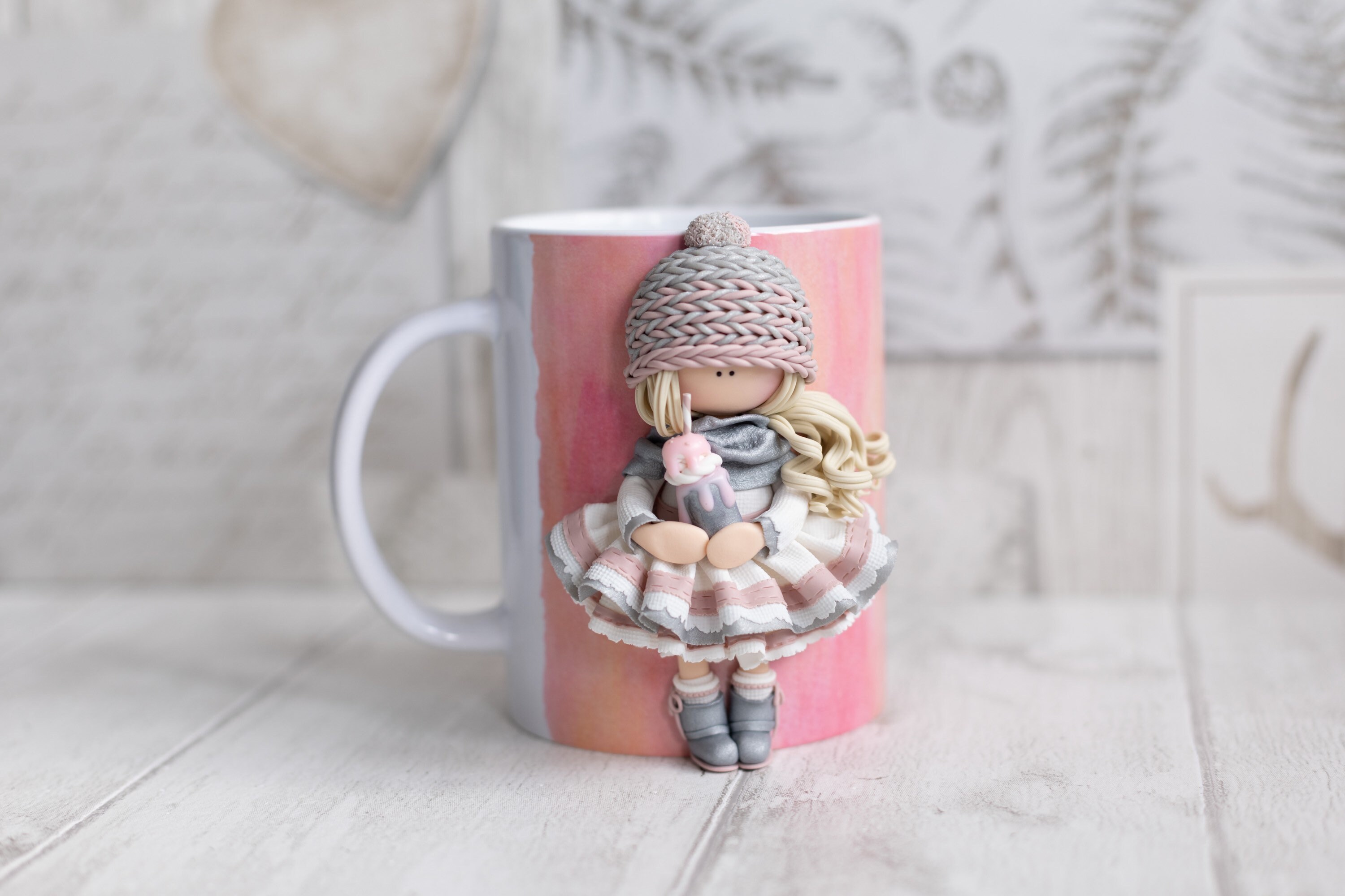 Personalised Order for Polymer Clay Decorated Mug 15oz/425ml Bigger Mug