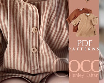 Henley Kaftan Shirt 0-24M PDF / Bébé / Tout-petit / Filles / Garçons / PDF imprimable / Téléchargement numérique / Patron de couture