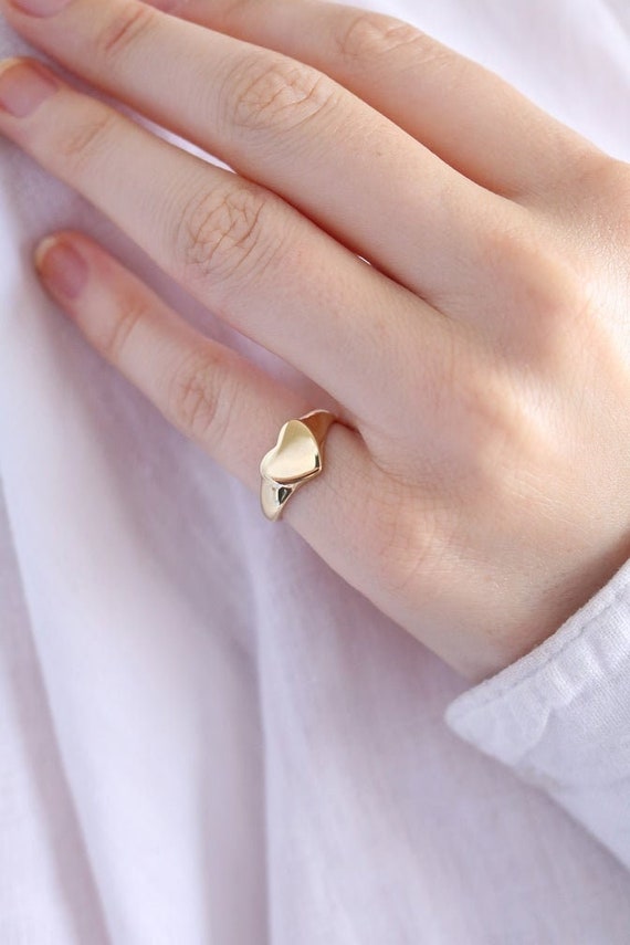 Heart Signet Ring Handmade Signet Ring 925 Silver Plain Heart Signet Ring  gift for Her Initial Signet Ring Valentine Gift for Her - Etsy