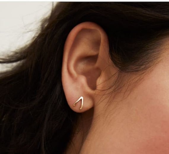 Wishbone stud earrings deals