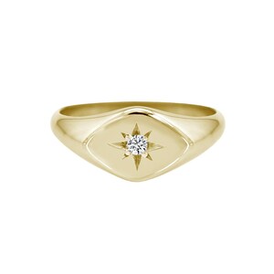 925 Silver Star Signet Ring, Diamond Signet Ring, Dainty Signet Ring - Silver Star Ring - Diamond Star Ring - Gift For Her - Minimalist Ring