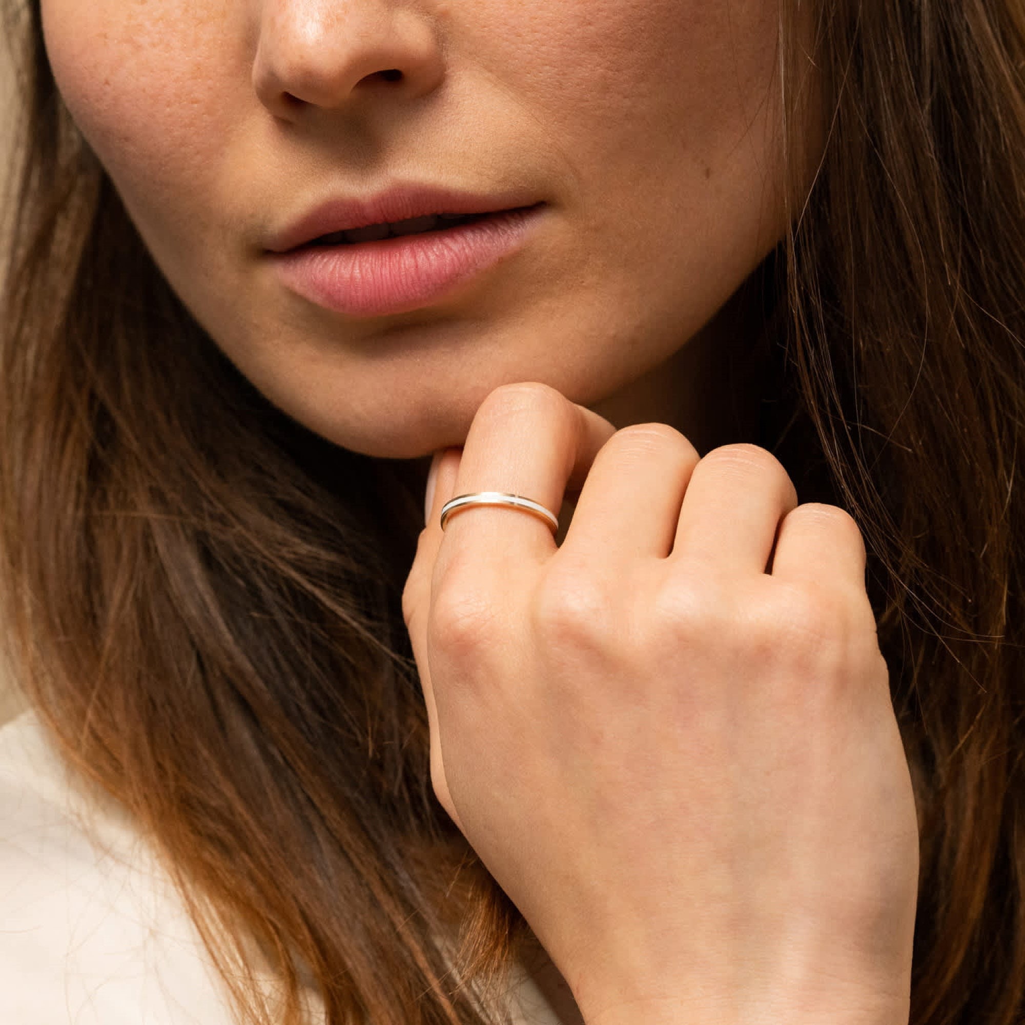 White Enamel Band Ring Ceramic Band Ring Stacking Band Ring Simple