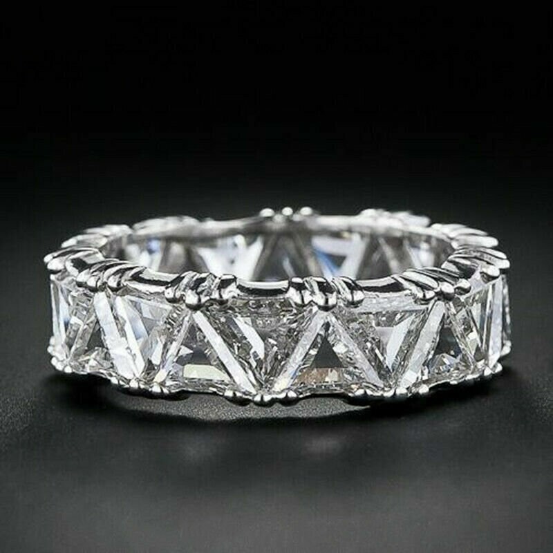 Engagement Rings Inverted Inverted Triangle Wedding Band, Trillion Cut 3.5 Ct Diamond Band ...