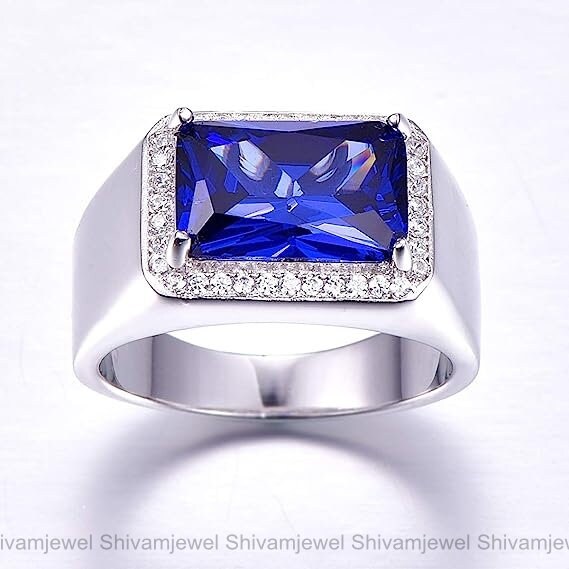 Engagement Ring, Men's Sapphire Ring, Men's Ring, Birthstone Ring, Men's Wedding Ring, White