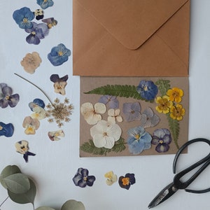 Kit Diy carte artisanale fleurs pressées, fleurs séchées fait main, pour scrapbooking,artisanat, art floral