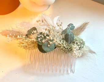 Neutral Hair Accessory | Dried Flower Hair Slide | wedding accessory | Hair Comb | wedding hair | dried flower comb | Bridal Hair