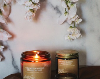 Orange Blossom + Spiced Honey vegan coconut wax hand poured candle