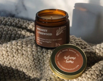 Whiskey + Firewood vegan coconut wax hand poured candle