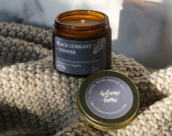 Black Currant + Juniper vegan coconut wax hand poured candle
