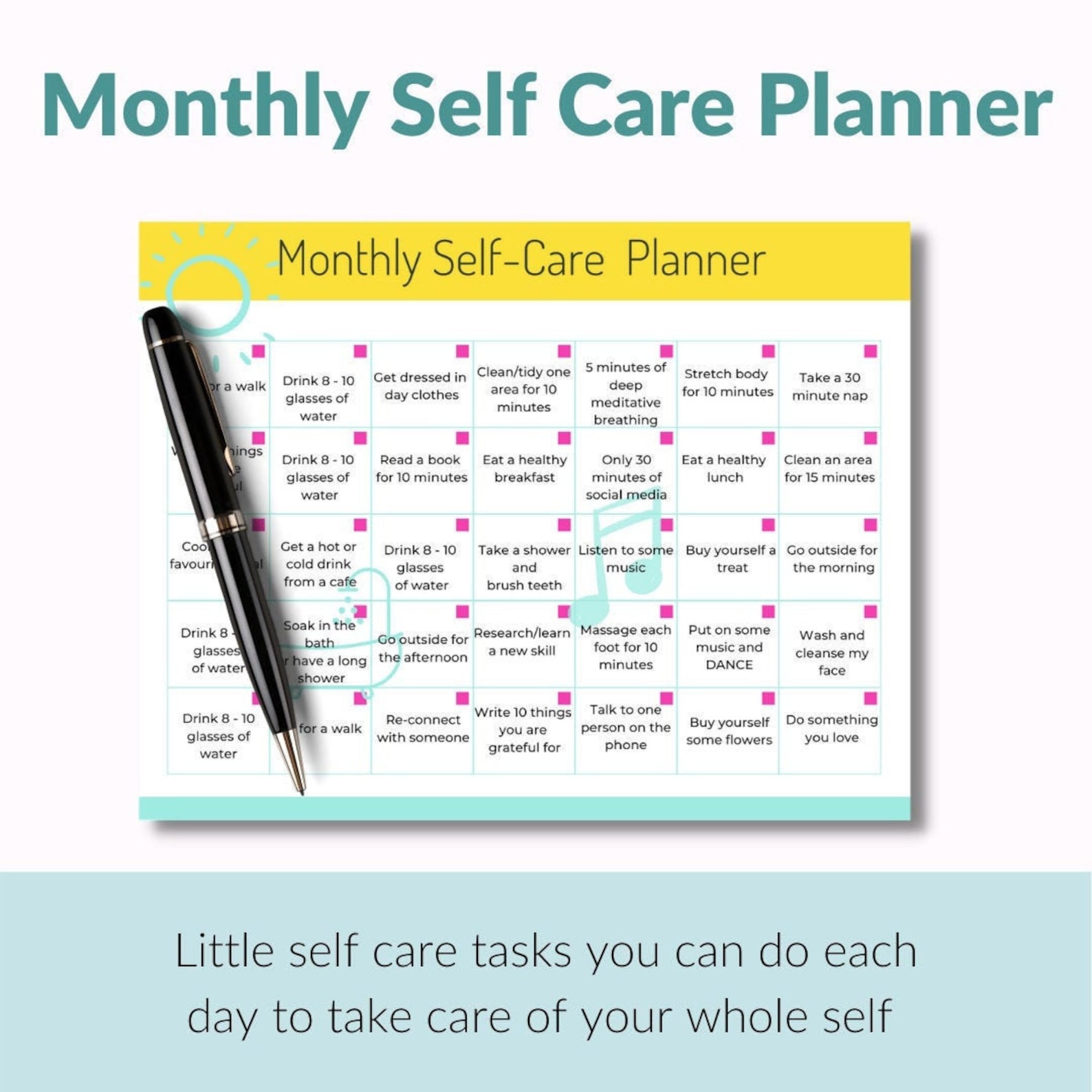 Digital Print Monthly SelfCare Calendar Monthly SelfCare Etsy