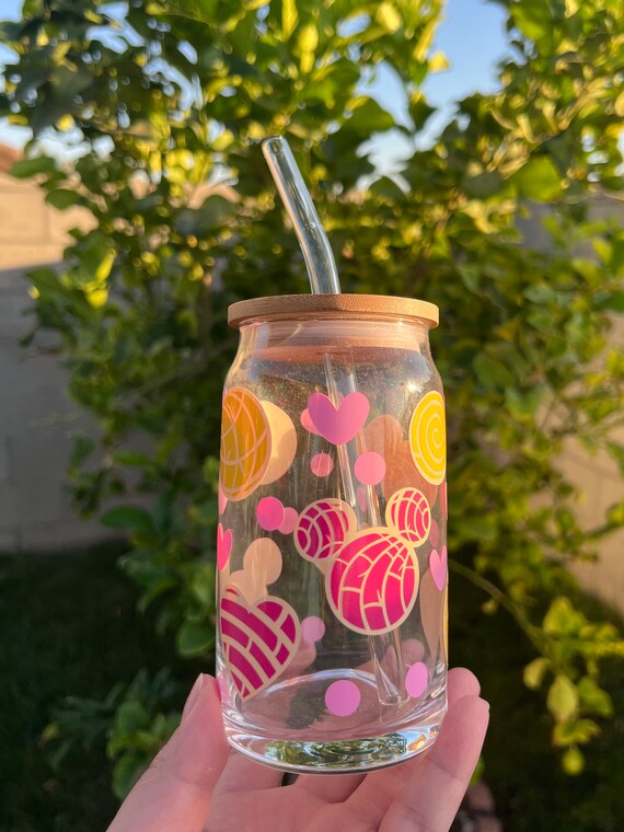 Personalized Glass Cup, Beer Can Glass With Lid & Straw, Cute Can Glass,  16oz 18oz Glass Tumbler, Custom Tumbler, Aesthetic Glass Can 