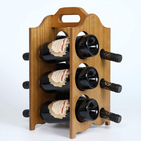 Foldable Wooden Wine Cellar Racks Countertop Wine Holder Storage Rack 10 Bottles 