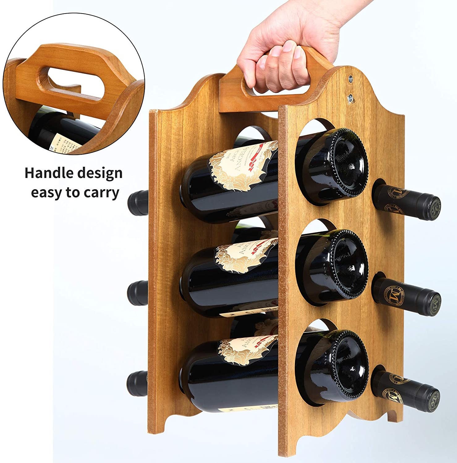 Wine Rack Wood Wine Storage Racks Countertop6 Bottle Wooden Etsy