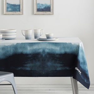 Mantel cotton anti-stain, stain resistant tablecloth, cotton 100% ,Blue Wave 150x220cm