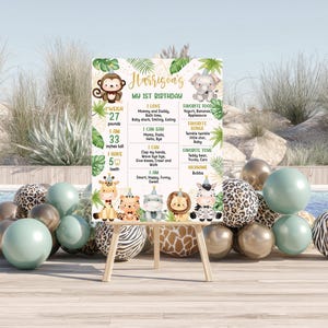 Póster de cumpleaños con temática de safari, plantilla editable (descarga digital)