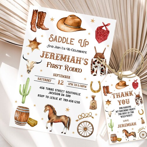 EDITABLE Cowboy Birthday Invitation Wild West Birthday - Etsy
