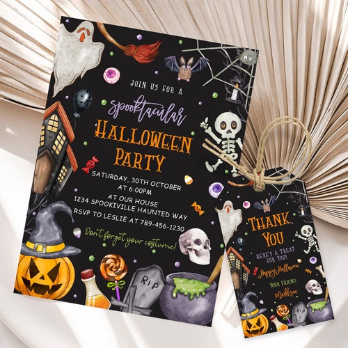 Editable Halloween Party Invitation Halloween Birthday - Etsy