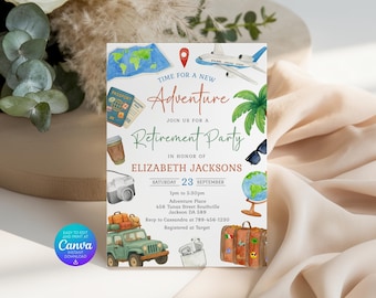 Adventure Retirement Invitation, Travel Retirement Party Invitation (Digital Download)