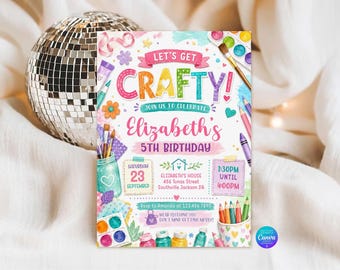 Art Painting Birthday Invitation, Craft Birthday Invite, Crafting Birthday Invitation (Digital Download)