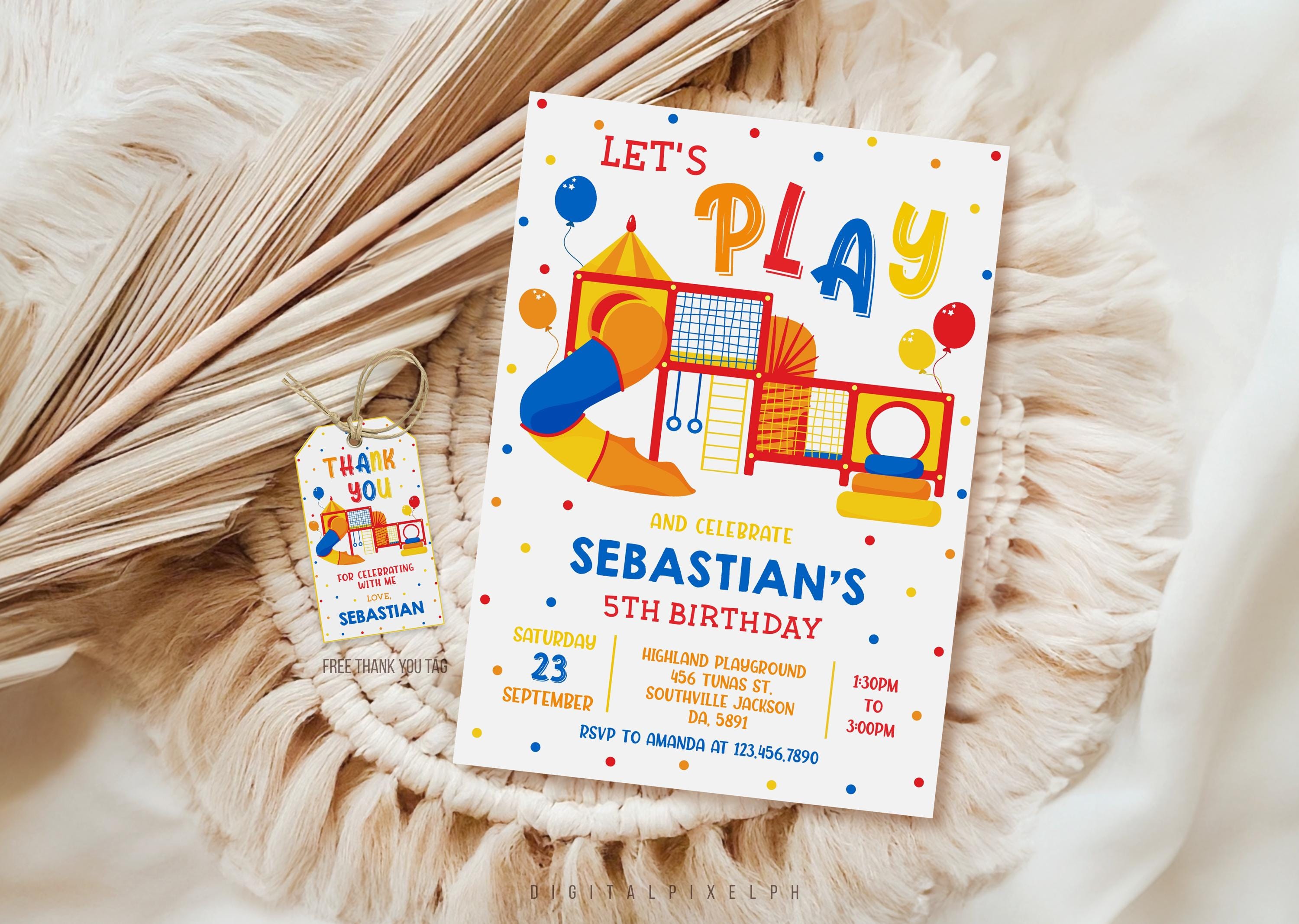 Editable Playground Birthday Invitation Template (digital Download ...