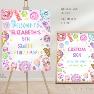 Editable Sweets Candy Welcome Sign Template, Sweets Birthday Custom Sign, Sweets Welcome Sign, Candy Custom Sign Candy Welcome Sign, DPH
