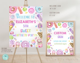 Editable Sweets Candy Welcome Sign Template, Sweets Birthday Custom Sign, Sweets Welcome Sign, Candy Custom Sign Candy Welcome Sign, DPH