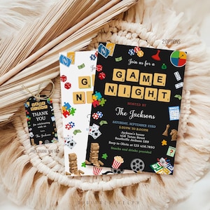 Editable Game Night Invitation, House Party, Board Games (Digital Download)