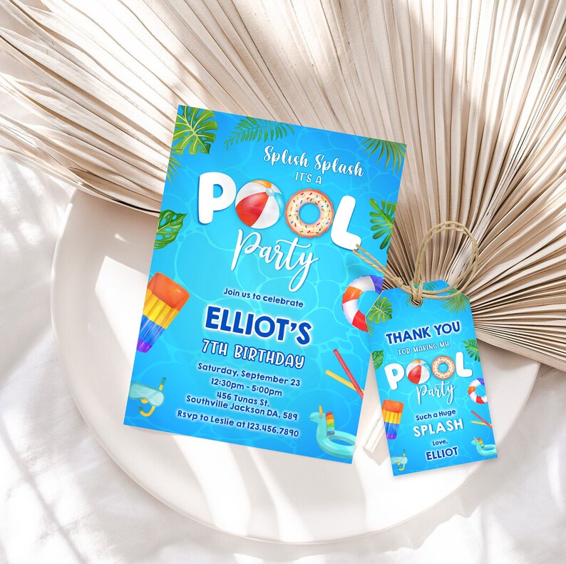 Pool Party Birthday Invitation Pool Party Birthday Invite Etsy