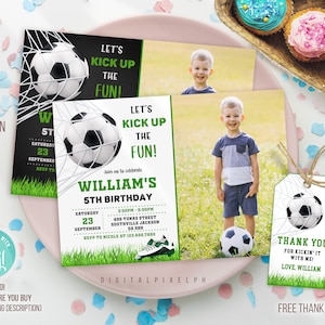 Editable Soccer Birthday Invitation Template, Soccer Birthday Invitation, Soccer Invitation Template