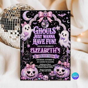 Mall för Halloween-födelsedagsinbjudan, Ghouls vill bara ha kul-födelsedagsinbjudan, Halloweenfestinbjudan