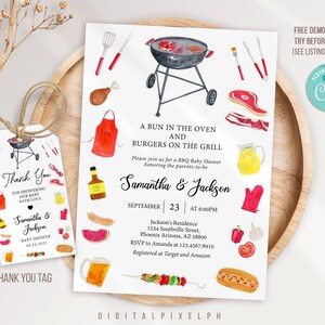 Editable Backyard BBQ Baby Shower Invitation Template, BBQ Baby Shower ...