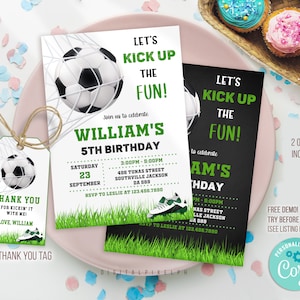 Editable Soccer Birthday Invitation Template, Soccer Birthday Invitation, Soccer Invitation Template image 1