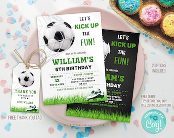 Editable Soccer Birthday Invitation Template, Soccer Birthday Invitation, Soccer Invitation Template