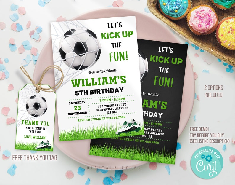 Editable Soccer Birthday Invitation Template, Soccer Birthday Invitation, Soccer Invitation Template image 1