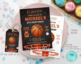 Editable Basketball Birthday Invitation Template, Basketball Birthday Invitation, Basketball invitation