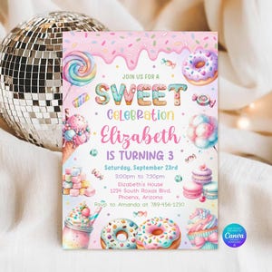 Sweets Candy Birthday Invitation Template (Digital Download)