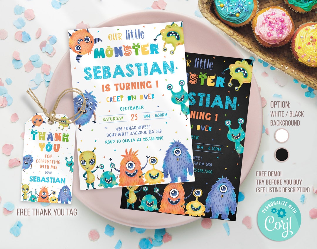 Monster Birthday Invitation Template, Monster Birthday Invitation ...