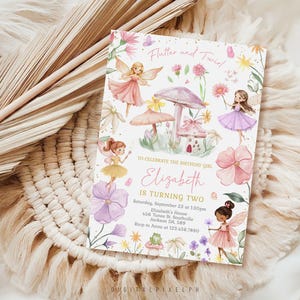 Fairy Birthday Invitation Template, Fairy Thank You Tags (Digital Download)