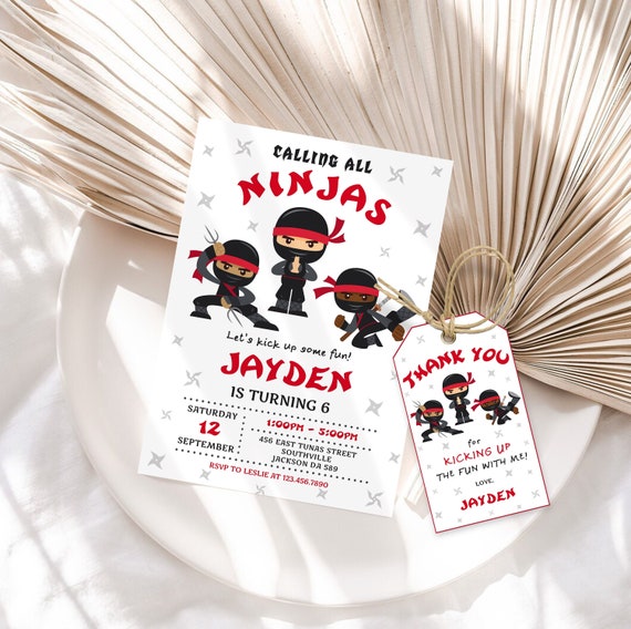 Ninja Birthday Party Invitation Template Ninja Birthday Party - Etsy