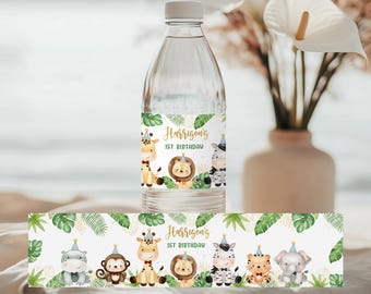 Safari Water Bottle Label Template (Digital Download)