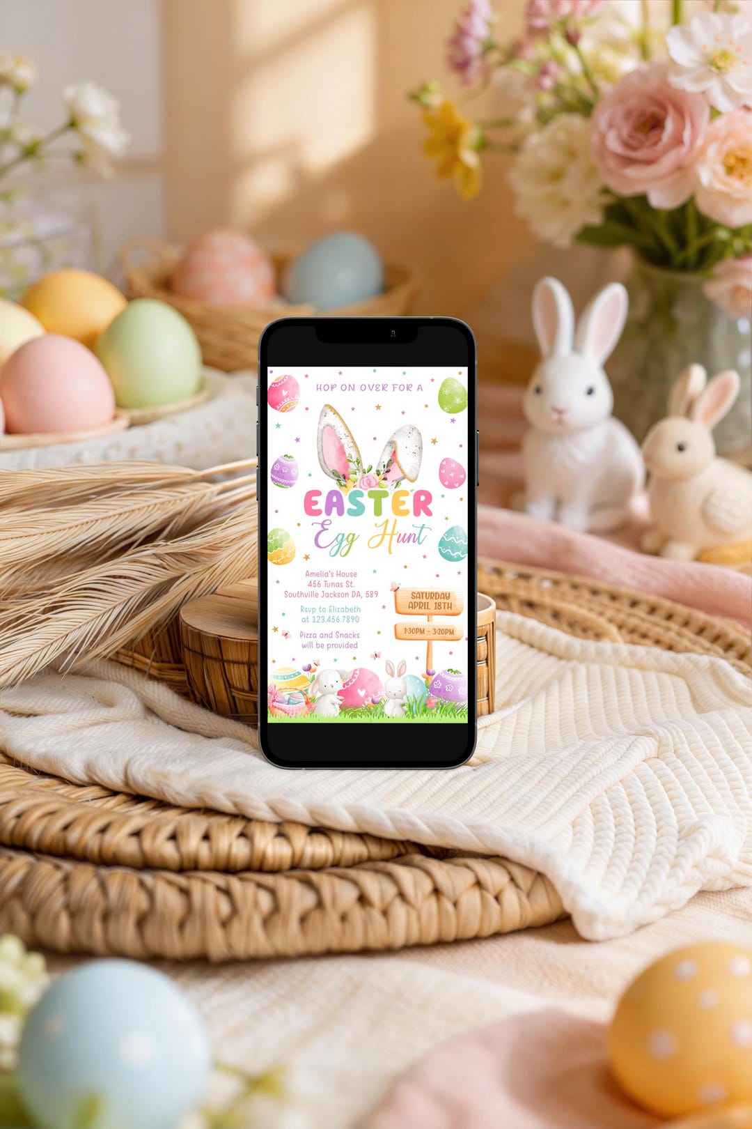 Easter Egg Hunt Electronic Invitation Template, Easter Egg Hunt Phone ...